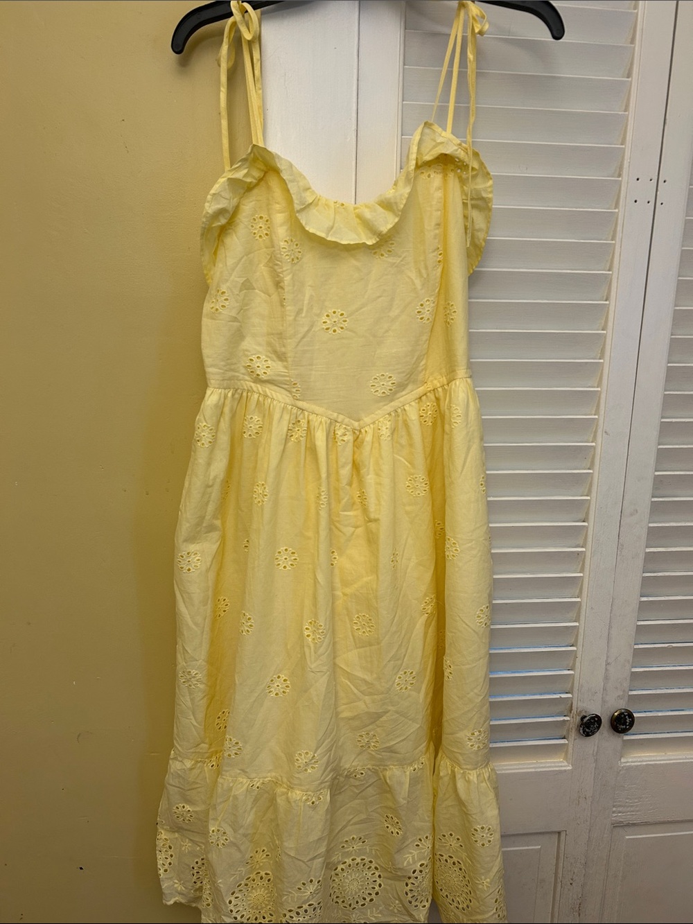 Celebrity Pink Yellow Eyelet Ruffle Sundress